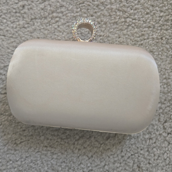 Express Ivory Satin Rhinestone Evening Clutch - Picture 2 of 12